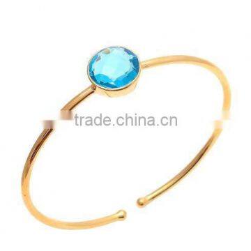 The Gopali Jewellers Blue Topaz Quartz Bracelet Chalcedony Earrings Chalcedony Bangle gold plated