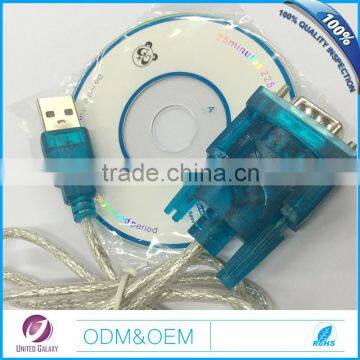High quality USB to RS232 DB9 9pin OD5mm PVC Male to Male cable use for iphone Mac computer