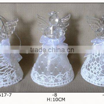 Chirstmas Hanging Glass Angel with Ribbon and Lace