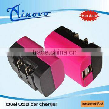 2016 Special New design American plug 5v 2a Dual USB colorful Wall charger