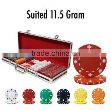 Casino Suited Poker Chip Set with Black Aluminum Case - 500 Piece