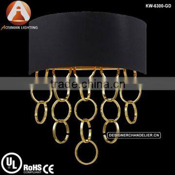 Gold Novello 2-light wall sconce with black shade