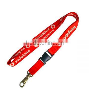 Customized printing white on red polyester lanyard