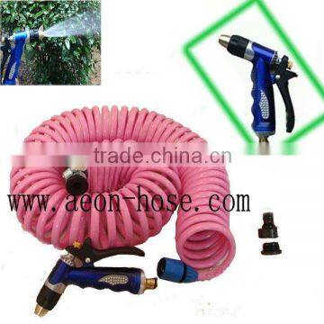 garden coil hose with adjustable nozzle