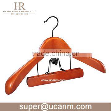 HRW-8315C luxury big shoulder clips wooden hanger for coat dress