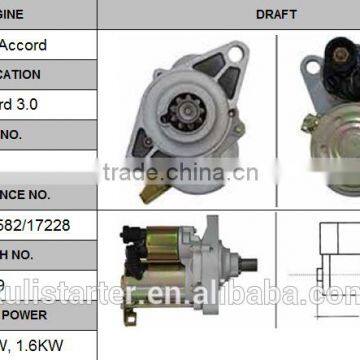 high quality auto starter motor OEM 31200-P0A-A01 for Accord 3.0 12V 1.6KW CCW 9T Lester 17582/17228