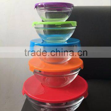 Color Lid Five Size Available Crisper Style Retaining Freshness Glass Bowl