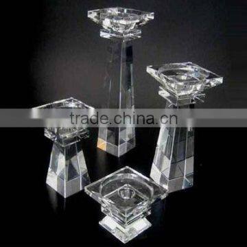 clear crystal pillar candle holder