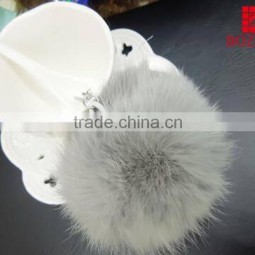 Factory design genuine rabbit pom pom keyring