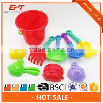 Plastic beach buckets and spades sand beach toy set 9pcs