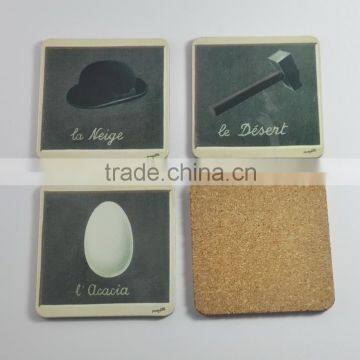 Custom design Souvenir drink coaster , square shape full color printing wooden coaster
