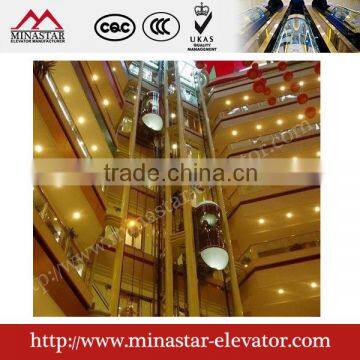 gearless sightseeing lift|traction elevator for hotel commercial business parks|observation glass convey device lift