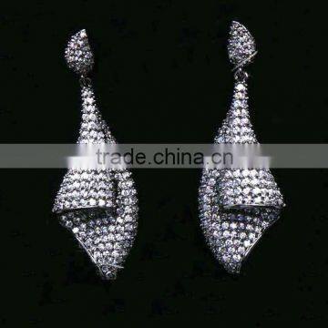 Fancy design gold earring imitation diamond zircon earring solid silver earring