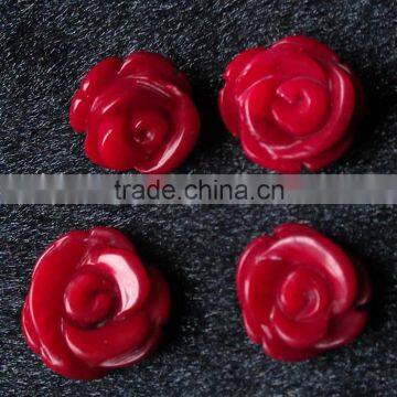 16mm natura half drill rose/flower shape red coral beads for wholesale