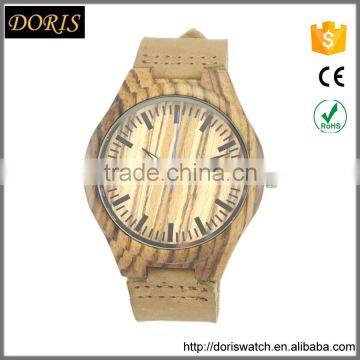 Hot selling Wholesale stock genuine leather straps cheap wooden wrist watch