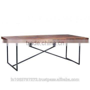 Dining Table Black Finish W/ Reclaimed Wood