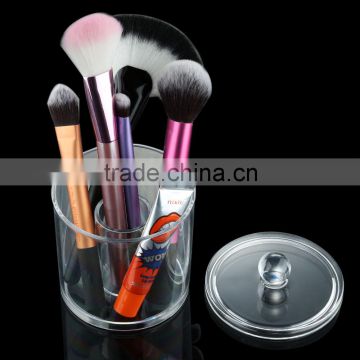 Cylinder Transparent Plastic Lipstick Makeup Brush Tools Storage Box Case Cosmetic Organizer