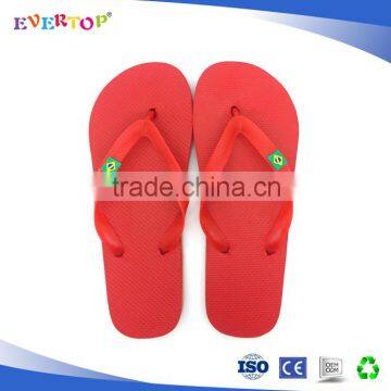 Red Color Top Basic Flag Nude Flip Flops