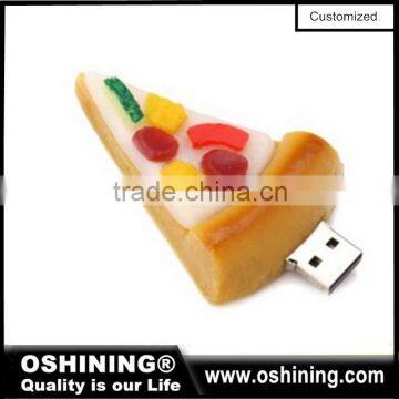 Custom pvc usb flash drive 4gb 8gb 16gb Pizza Pita bread food custom shape silicon usb key pen drive