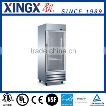 Stainless Steel Reach-in Refrigerator with Tempered Glass Door, Hot Sale Commercial Restaurant Kitchen Equipment, ETL/NSF