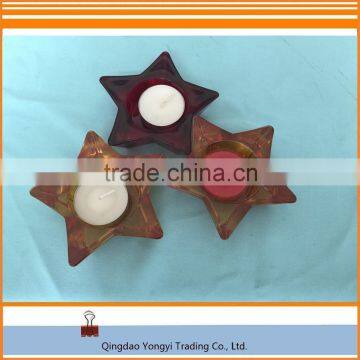 Star Shaped Glass Material With Tealight Candle/Paraffin Wax Candle For Home Decoration