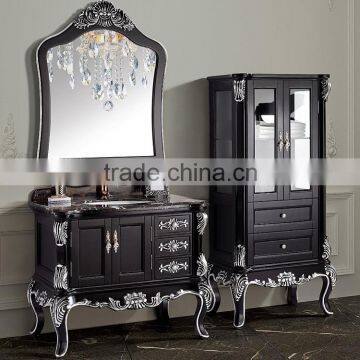 WTS3244 Handcrafted black Bathroom Furniture with Mirror,Luxury Bathroom Vanity Set,