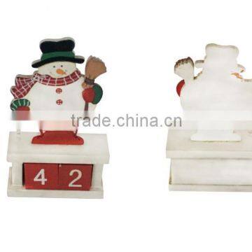 Wooden simple calendar with snowman on topdesk decoration xmas gifts for home decoration snowman kalendar