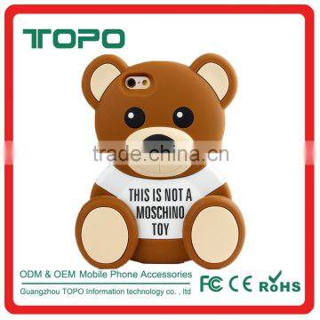 Lovely Case 3D Teddy Cartoon Bear Toy Soft Silicone Phone Case Cover for iPhone 6 6s plus