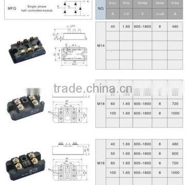 Single-phase half-controlled module MFQ