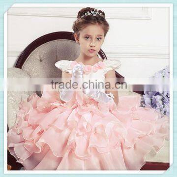 Beautiful Children Girls Sleeveless Dress O-Neck Flowers Falbala Princess Pageant Dress Wedding Chldren Kids Girl Tutu Dress