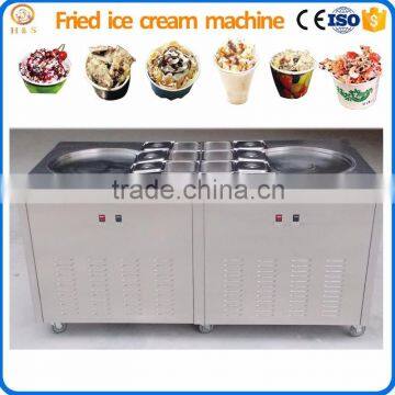 roller ice cream machine / two pans stirring ice cream machine