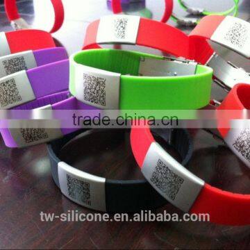 embossed silicone id bracelets with QR