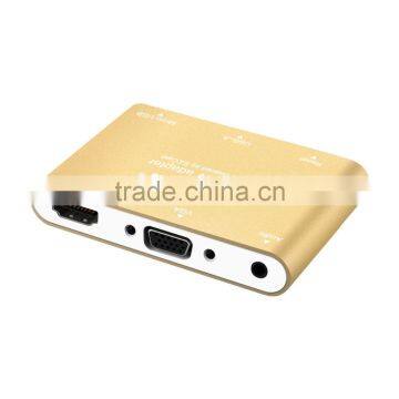 1080P HDMI And VGA+Audio Dual Display Converter Digital AV Multiport Adapter Golden photo-2