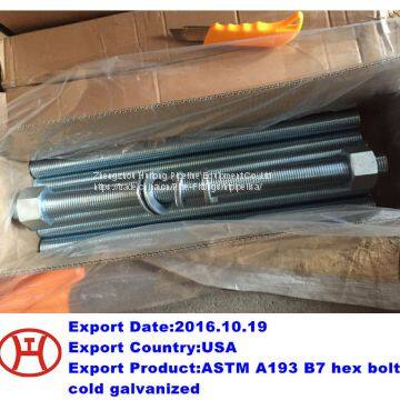ASTM A193 B7 hex bolt cold galvanized