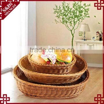 Home decoration brown rattan handmade oval shape bread baskets for sale