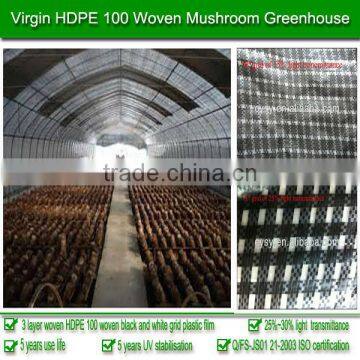 3-layer woven 200 micron 5-year use life and UV stabilized 100% virgin HDPE plastic tunnel greenhouse film for mushroom sheeting