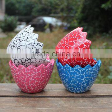 New Design Printing Crack Eggshell Shape Colorful Ceramic Planter photo-2