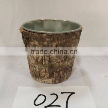 Vintage Antique Aged Look Multi-functional Metal Flower Pots Planter With Tree Bark photo-4