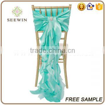 Chiffon Ruffled Banquet Chair Cover for Wedding Party photo-2
