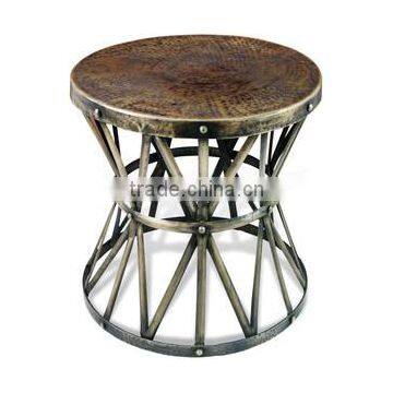 Hammered Black Metal Stool photo-3