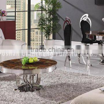 Coffee Table Set With Flower Shape Stainless Steel Base photo-5