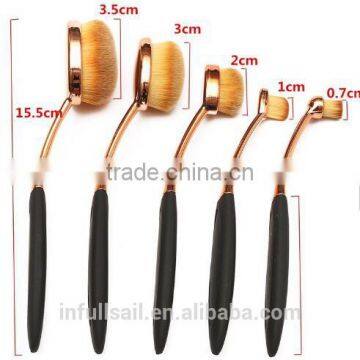 Wholesale Best Selling Oval Makeup Brush 5pcs Rose Gold Toothbrush Foundation Brush Set photo-5