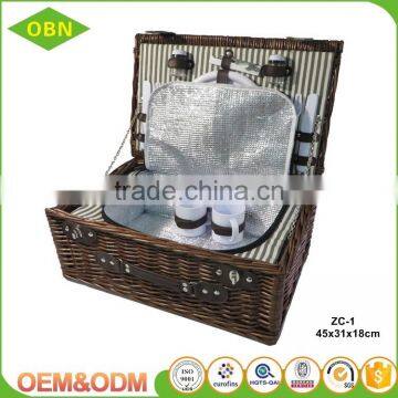 2017 New Design Hot Selling Outdoor Camping Empty Willow Wicker Picnic Basket for Two Person photo-3