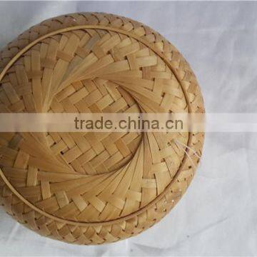 China Style Rouond New Bamboo Weave Casket With Lid S photo-3