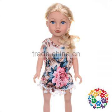 wholesale doll outfits 18" doll pom pom romper