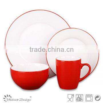 Bicolor Pink 16pcs Dinnerware Set Fashion Round Solid Color photo-3