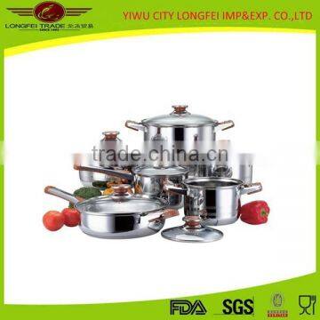 Yiwu 410# Stainless Steel Fry Pan, Milk Pot, Soup Pot Set With Glass Lid