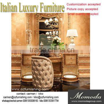momoda Royal European Antique gold baroque solid wood carved bedroom dresser with mirror set Louis XVI home furniture