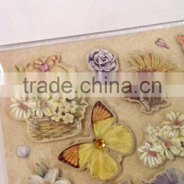 Butterfly & Rose Design Sticker in Colors, 3D Popular Design Decorative Glitter Sticker With Gems/Rhinestone photo-4