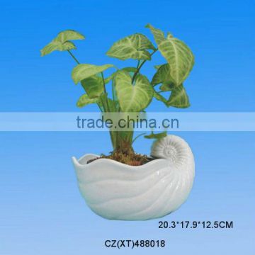 White Ceramic Conch Planter